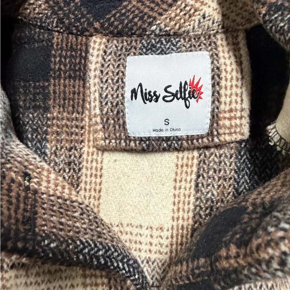 Miss Selfie Plaid Shacket / Jacket - Brown and Cream